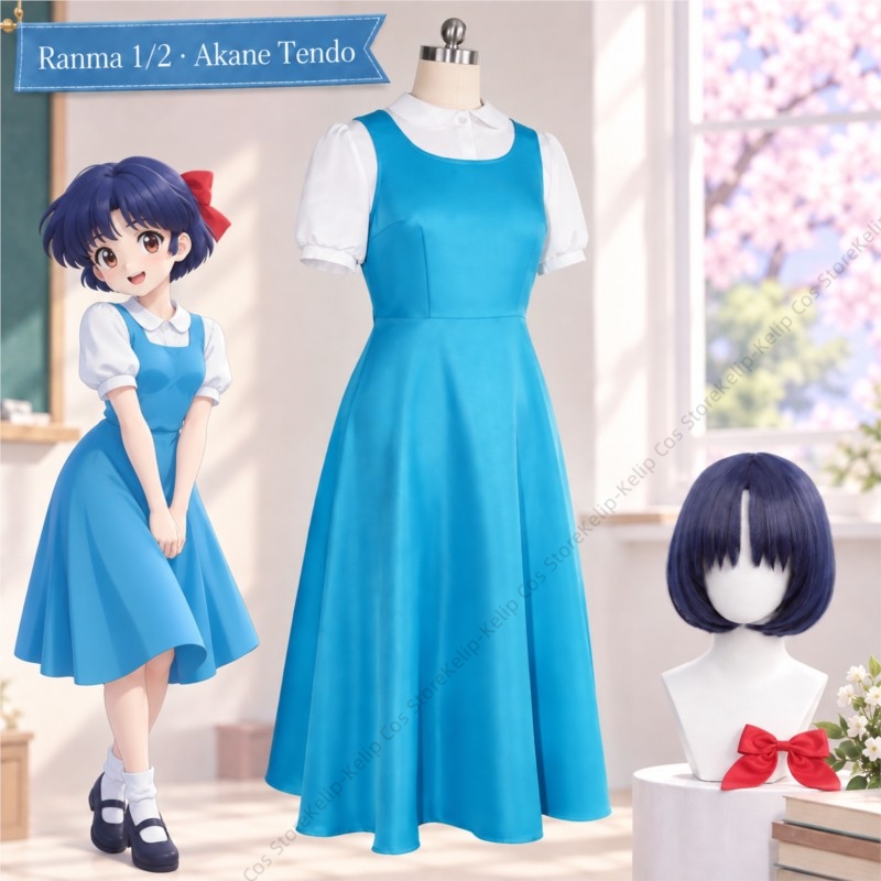 Kostium cosplay Akane Tendo z  – Anime Cosplay Blue Hair recenzja i cena